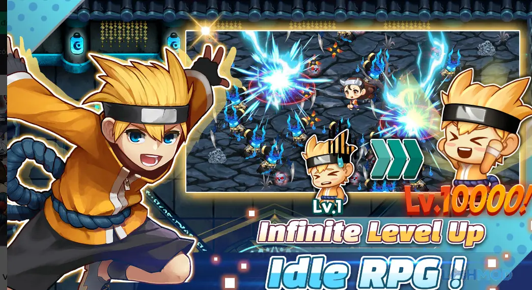 Ảnh 4 của Tải Idle Ninja Online Apk 1.680 cho Android iOs Một cảnh nhân vật chiến đấu trong Idle Ninja Online