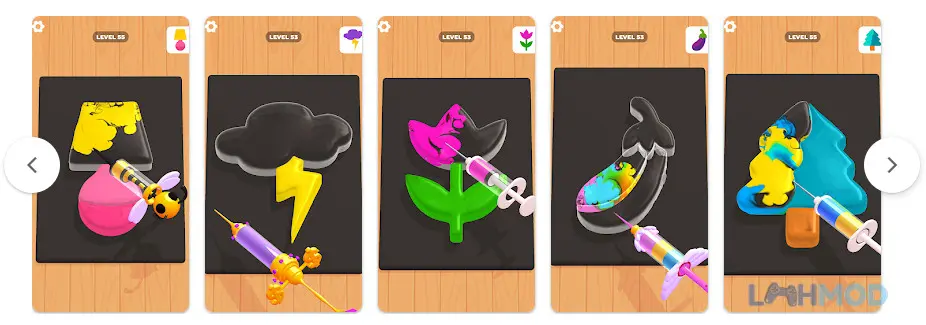 Ảnh 3 của Tải Jelly Dye Mod Apk 197 (Mua sắm miễn phí) cho Android iOs Các công cụ tiêm màu đa dạng trong game Jelly Dye Mod