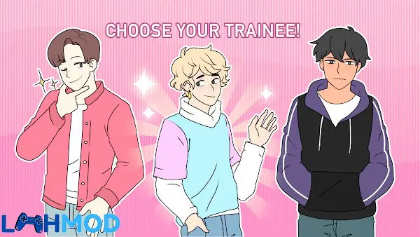 Ảnh 2 của Tải K-Pop Academy APK 0.5 cho Android iOS Alt text mô tả giao diện K-Pop Academy với các thực tập sinh đang tương tác trong môi trường game