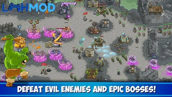 Ảnh 4 của Kingdom Rush MOD APK 5.6.14 (Vô hạn tiền) cho Android Giao diện chọn tháp và nâng cấp trong Kingdom Rush