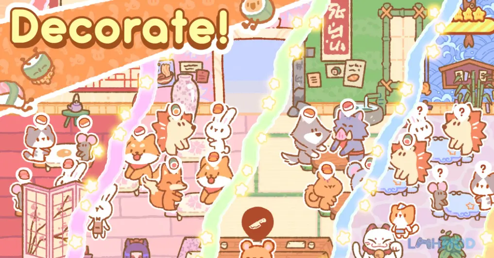 Ảnh 4 của Tải Kuma Sushi Bar Mod Apk 1.4.10 (Vô hạn tiền) cho Android iOs Nhân vật gấu phục vụ khách hàng tại quầy trong Kuma Sushi Bar Mod