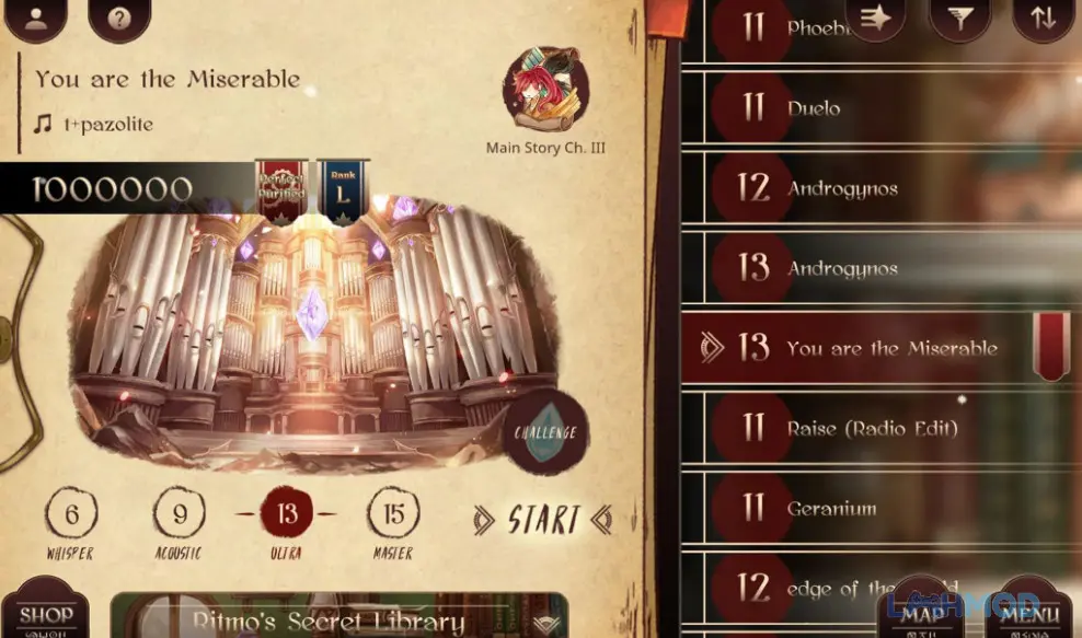 Ảnh 3 của Tải Lanota Mod Apk v3.0.3 (Mở Khóa Chapters) cho Android iOs Màn hình kết quả sau khi hoàn thành một màn chơi trong Lanota