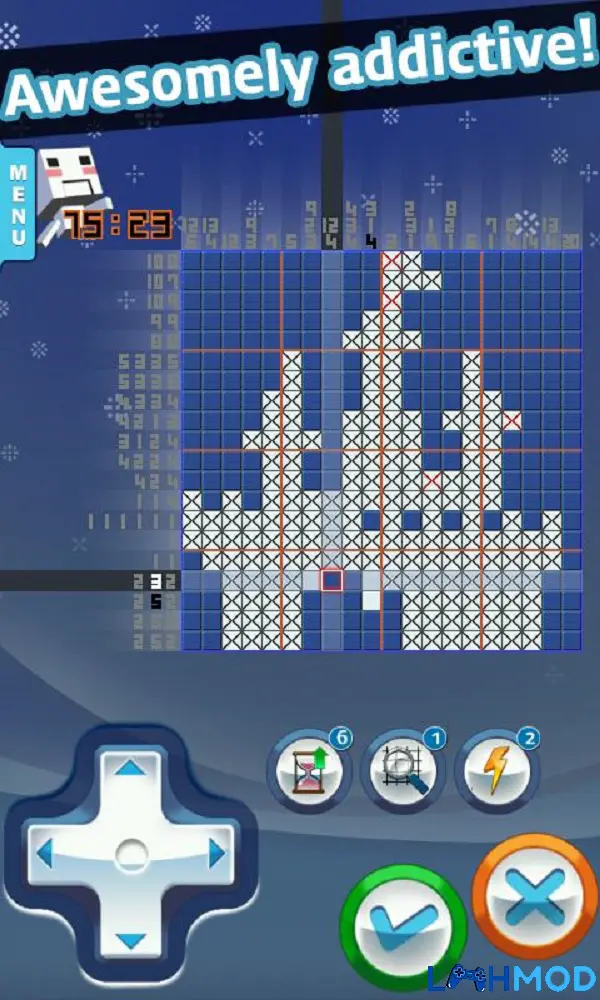 Ảnh 4 của Tải game Logic Square Apk 1.324 cho Android, IOS Giao diện chơi Logic Square với lưới ô vuông cần giải đố