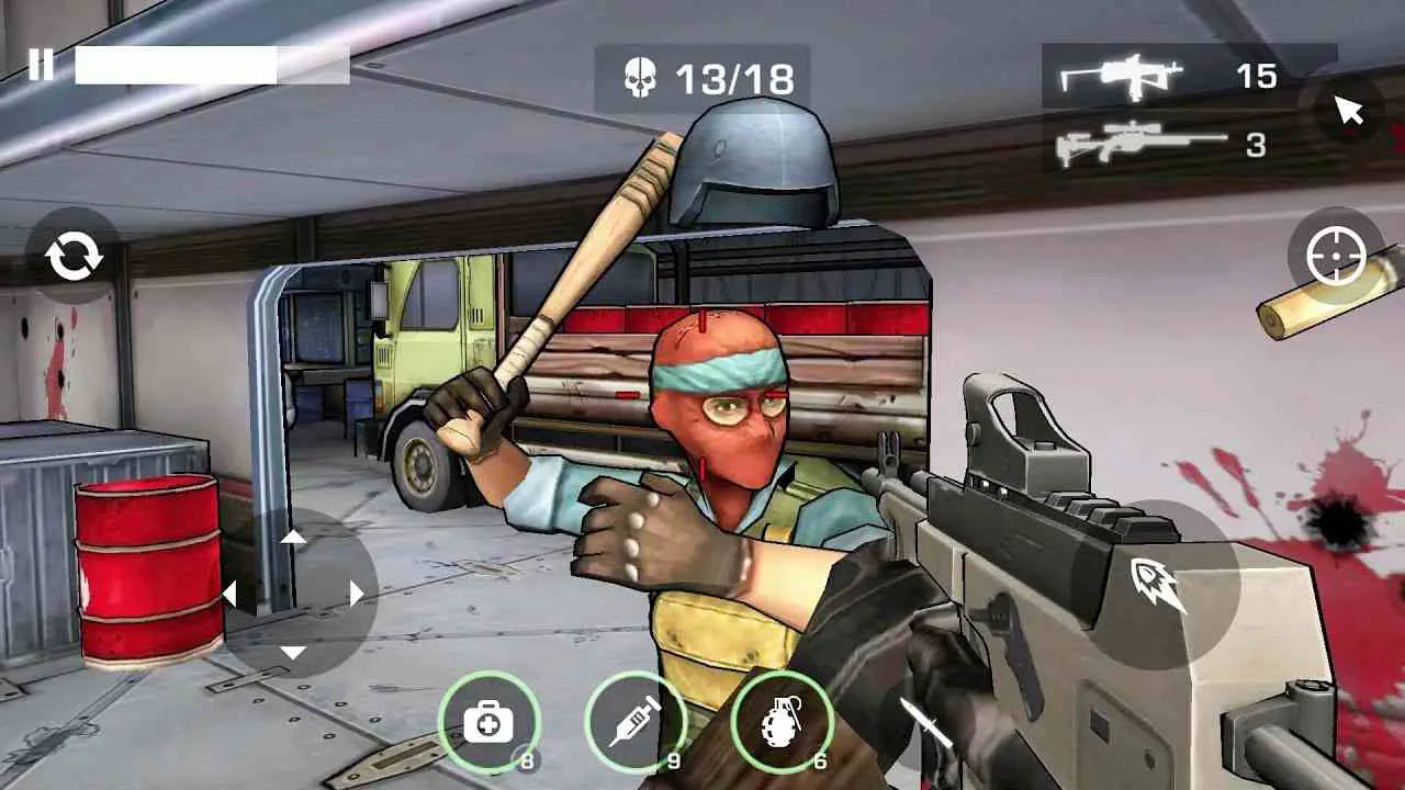 Ảnh 1 của Tải game Major GUN Mod APK 4.2.5 (Vô Hạn Tiền) Tay súng đang chiến đấu trong một môi trường đô thị đầy đổ nát