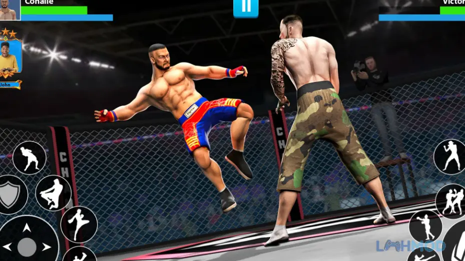 Ảnh 4 của Tải Martial Arts Fight Game Mod Apk 2.1.6 (Vô Hạn Tiền) cho Android iOs Hai võ sĩ đang giao đấu trên sàn đấu đầy kịch tính