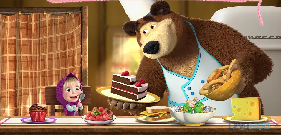 Ảnh 3 của Tải Masha and the Bear My Friends Apk 1.0.1 cho Android iOs Masha đang chơi harmonica với sự thích thú trong một hoạt động