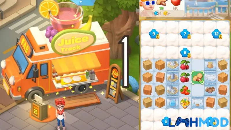 Ảnh 3 của Tải Merge Cooking MOD Apk 1.0.65 (Unlimited Diamonds) Cảnh trang trí nhà hàng trong Merge Cooking: Theme Restaurant