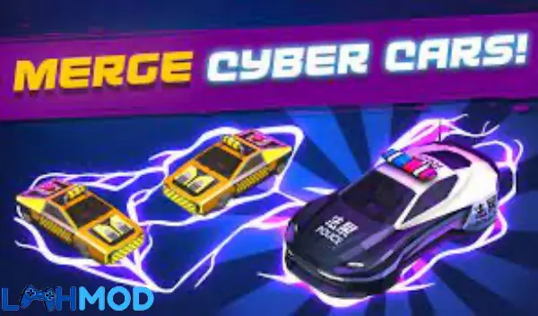 Ảnh 2 của Tải Merge Cyber Car APK 2.22.4 cho Android iOS Giao diện chính game Merge Cyber Car với các xe đang đua