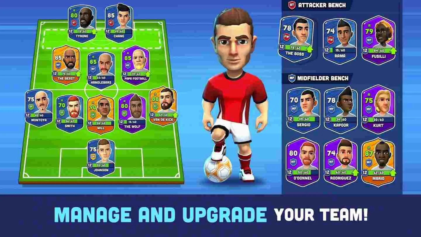Ảnh 2 của Tải game Mini Football Mod APK v3.5.1 (Tăng tốc, Vô hiệu kẻ địch) Đội hình cầu thủ trong Mini Football Mod