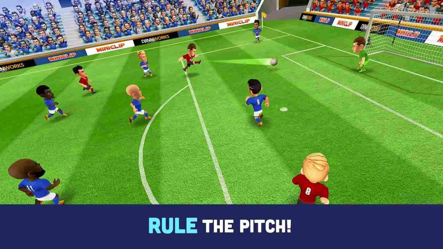 Ảnh 3 của Tải game Mini Football Mod APK v3.5.1 (Tăng tốc, Vô hiệu kẻ địch) Cận cảnh điều khiển cầu thủ trong Mini Football Mod