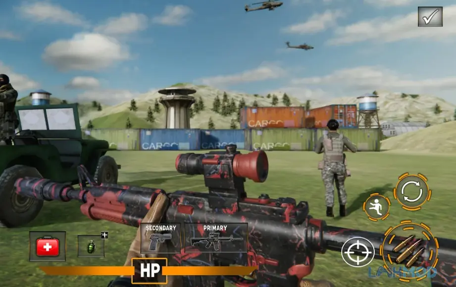 Ảnh 1 của Tải Modern Commando 3D Mod Apk 1.0.34 (God Mode, Dumb Enemy) cho Android iOs Một đặc vụ Modern Commando 3D đang di chuyển chiến thuật trong môi trường đổ nát