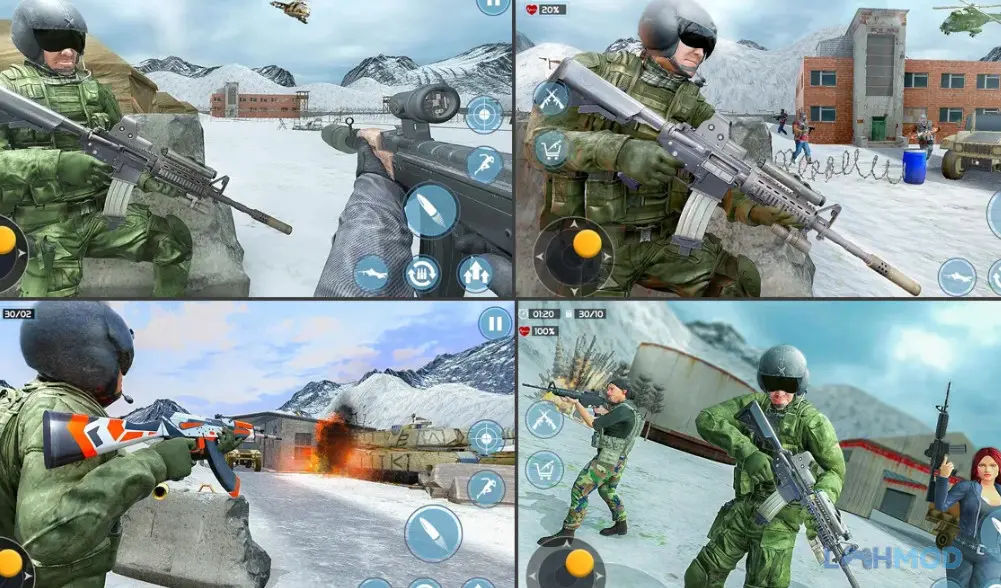 Ảnh 2 của Tải Modern Commando 3D Mod Apk 1.0.34 (God Mode, Dumb Enemy) cho Android iOs Một đặc vụ Modern Commando 3D đang ẩn nấp sau chướng ngại vật trong một môi trường đô thị đổ nát
