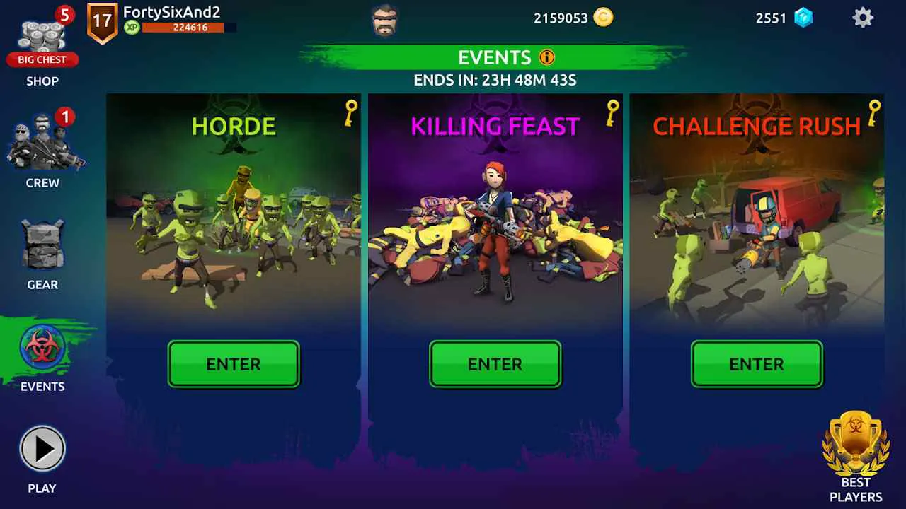 Ảnh 2 của Tải game Mow Zombies Mod APK 1.6.37 (Menu, Vô Hạn Tiền) Mow Zombies Mod: Nhân vật đang chiến đấu với nhiều loại zombie khác nhau