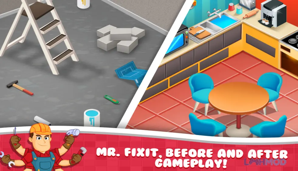 Ảnh 4 của Tải Mr Fix it Home Restore Game Mod Apk 3.3.14 (Vô hạn tiền) cho Android iOs Ngôi nhà đã được tân trang hoàn chỉnh trong Mr Fix it Home Restore Game Mod