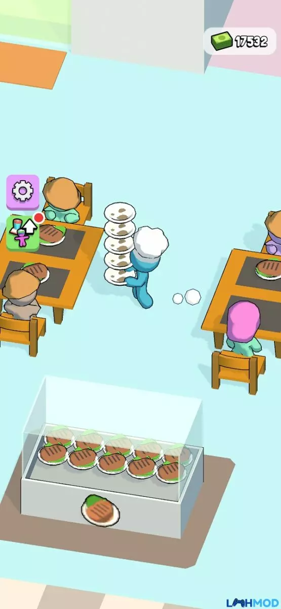 Ảnh 3 của Tải My Mini Kitchen Apk 1.2.6 cho Android, IOS Nhân vật trong My Mini Kitchen đang phục vụ khách hàng tại nhà hàng