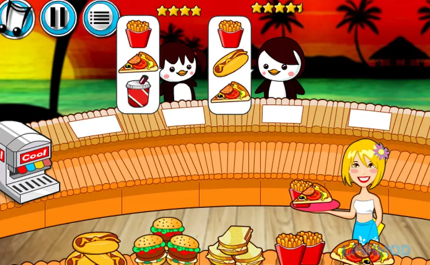 Ảnh 2 của Tải My Penguin Restaurant Apk 1.1.5 cho Android iOs Giao diện quản lý nhà hàng với chim cánh cụt phục vụ khách hàng