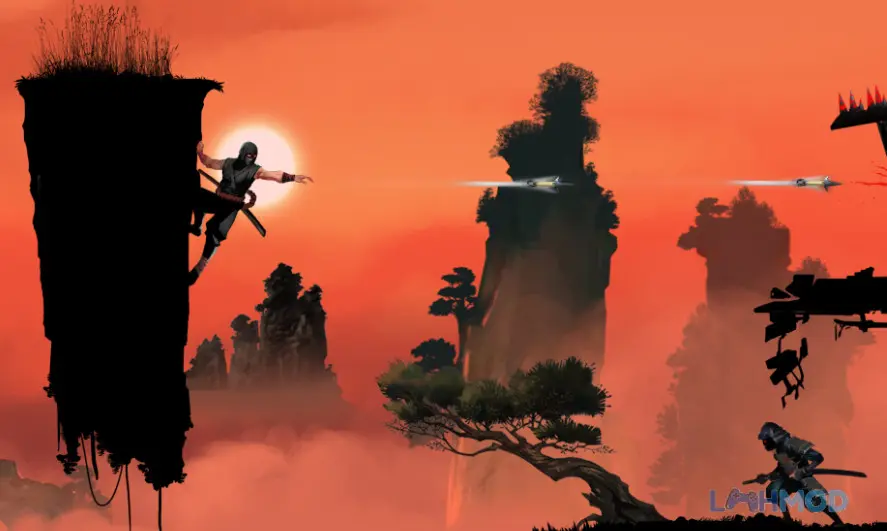 Ảnh 6 của Tải Ninja Warrior 2 Mod Apk 1.18.1 (Vô Hạn Tiền) cho Android iOs Một ninja đang đối mặt với bẫy gai và quái vật trong hang động