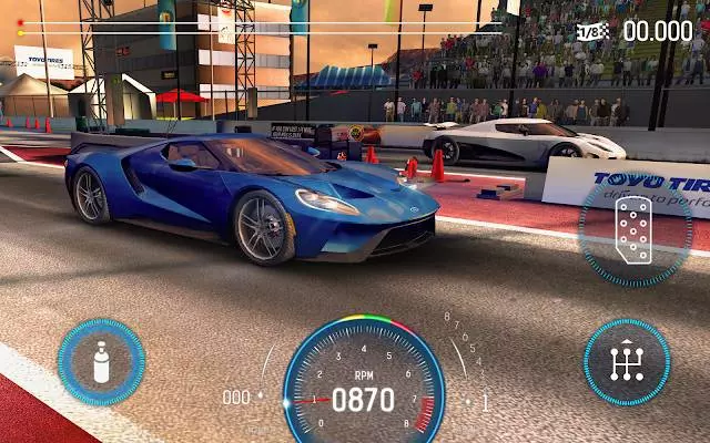 Ảnh 2 của Tải game Nitro Nation Experiment Mod APK 6.4.8 (Vô Hạn Tiền) Hai chiếc xe đua đang chuẩn bị xuất phát trên đường đua đêm