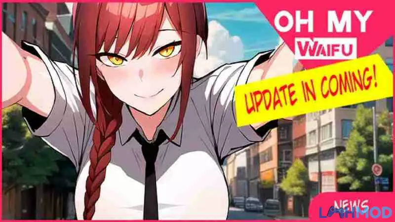 Ảnh 1 của Tải Oh My Waifu Apk 3.2.7 (Mod mở khóa nhân vật, full cấp độ) Giao diện khởi đầu của Oh My Waifu Mod Apk với nhân vật nữ chào đón