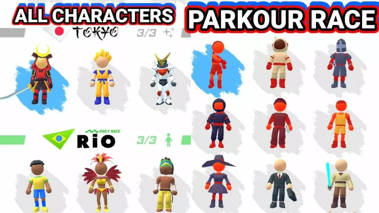 Ảnh 4 của Parkour Race Mod APK 1.9.6 (Vô Hạn Tiền, Mở Khoá Trang Phục) Bộ sưu tập trang phục độc đáo trong Parkour Race Mod