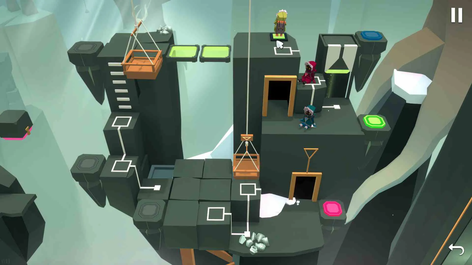 Ảnh 4 của Path of Giants Mod APK 2.2.2 (Menu, Tiền, Mở Khóa) Màn hình giải đố trong Path of Giants Mod với các khối băng và cơ quan