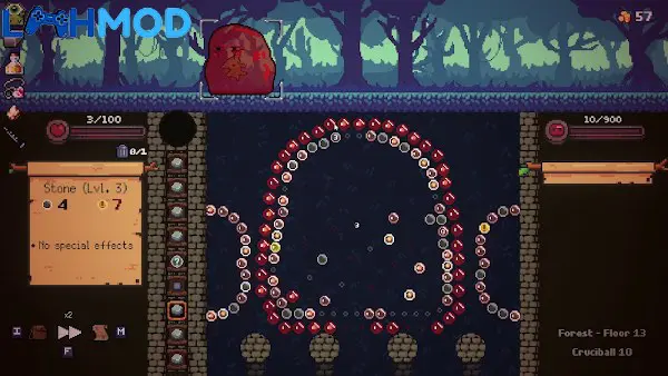 Ảnh 3 của Peglin – A Pachinko Roguelike MOD APK 0.9.01a (Mở khóa) Một pha tung cầu đầy chiến thuật trong Peglin với hiệu ứng đặc biệt