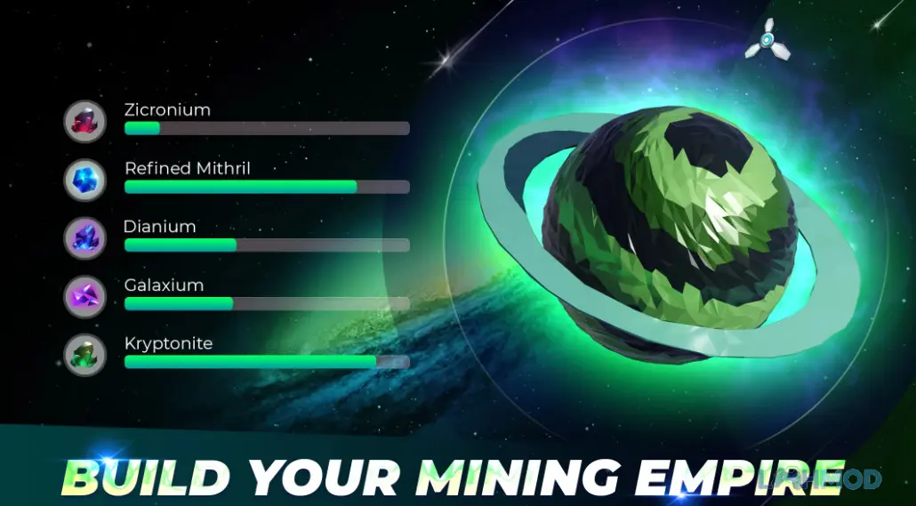 Ảnh 4 của Tải Planet Inc Idle Miner Tycoon Mod Apk 0.1.4 (Vô Hạn Tiền,Di Tích, Điểm) cho Android Giao diện quản lý các hành tinh