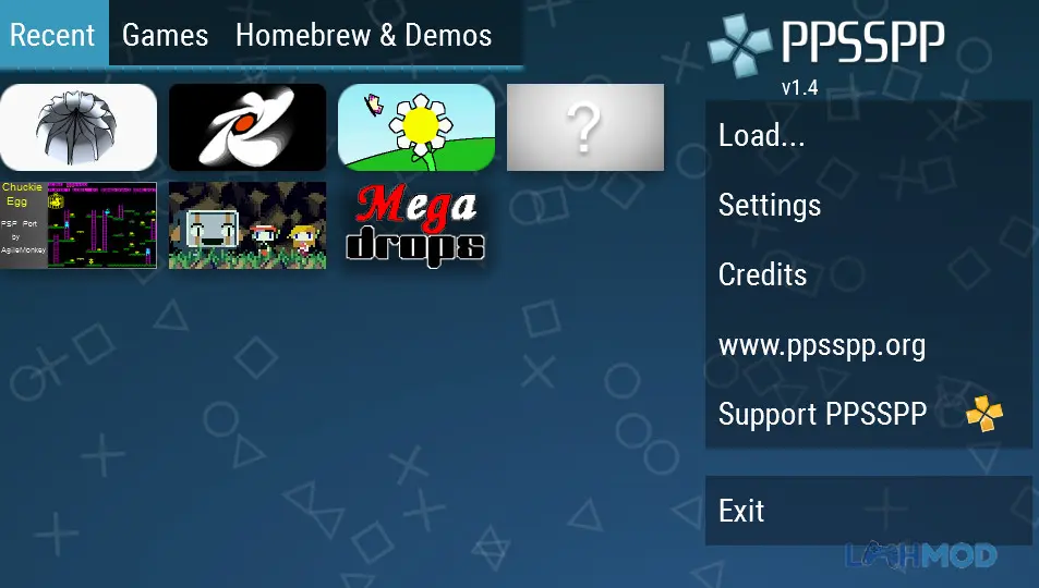 Ảnh 2 của Tải PPSSPP-PSP emulator mod Mod Apk 1.12.3 ( Mở khóa Premium) cho Android iOs Giao diện chính của ứng dụng PPSSPP-PSP emulator
