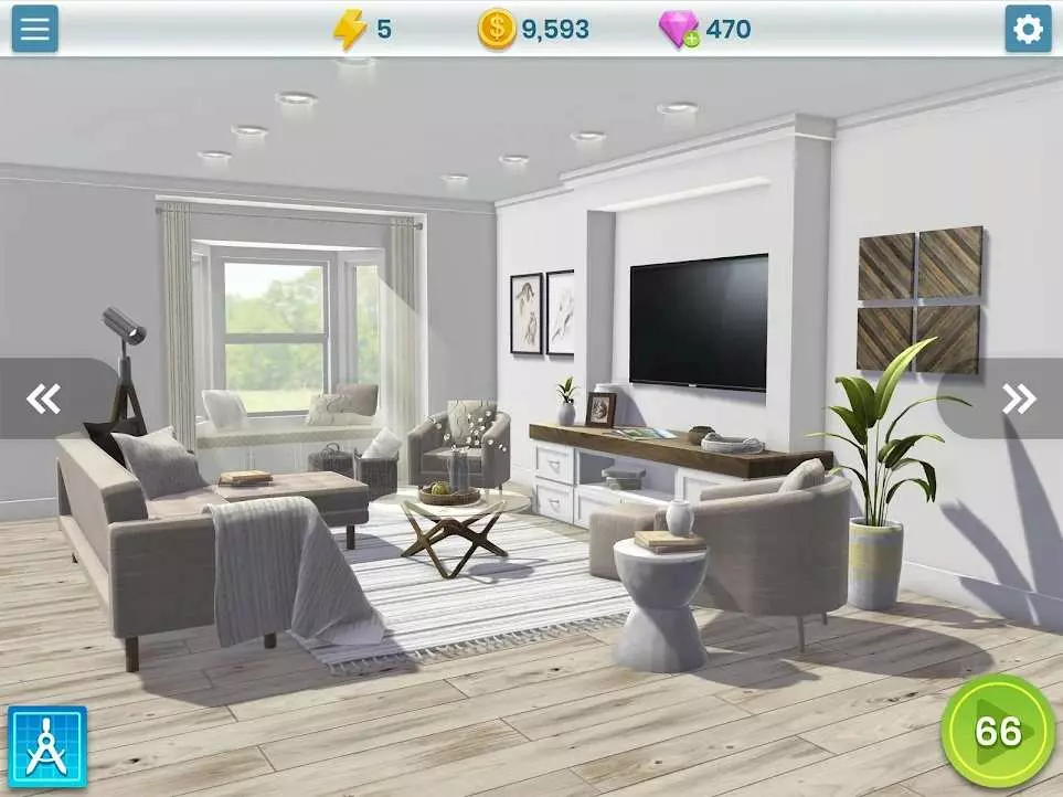 Ảnh 4 của Property Brothers Home Design Mod APK 2.6.2g (Vô Hạn Đá Quý) Giao diện lựa chọn đồ vật và tùy chỉnh trong game Property Brothers Home Design Mod
