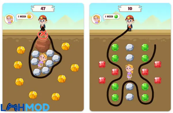 Ảnh 3 của Tải Pull The Gold APK 1.0.2 cho Android iOS Giao diện chọn cấp độ trong game Pull The Gold