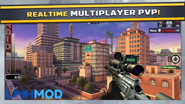 Ảnh 2 của Pure Sniper MOD APK v500323 (Vô hạn tiền, không quảng cáo) Cảnh tượng một tay súng bắn tỉa đang ngắm bắn từ xa trong Pure Sniper