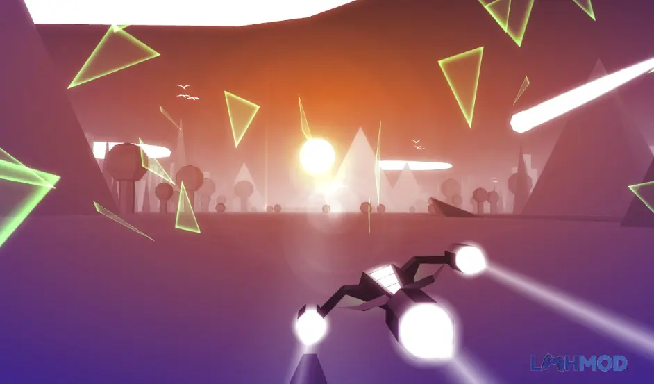 Ảnh 1 của Tải Race The Sun Challenge Edition Mod Apk 1.28.1 (Vô Hạn Tiền) cho Android iOs Cảnh game Race The Sun với máy bay vượt chướng ngại vật dưới ánh sáng mặt trời