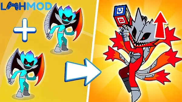 Ảnh 1 của Rainbow Fusion: Merge Master APK 1.0 cho Android iOS Giao diện chiến đấu trong Rainbow Fusion Merge Master với đội hình quái vật