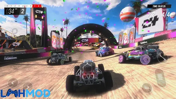 Ảnh 3 của Rally Horizon MOD APK v2.4.11 (Vô hạn tiền) Android iOS Cảnh xe đua Rally Horizon drift trên đường trơn trượt