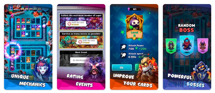 Ảnh 8 của Tải Random Cards Tower Defense TD Mod Apk 0.294 (Vô Hạn Tiền) cho Android iOs Các thẻ bài được sắp xếp trong Random Cards Tower Defense TD Mod