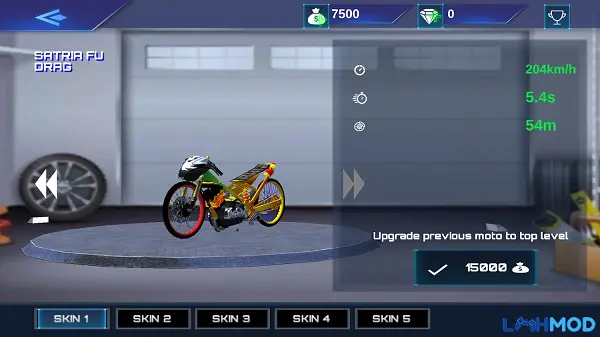 Ảnh 3 của Real Drag Bike Racing Mod Apk 1.9 (Vô hạn tiền) Hiển thị các tùy chọn mod của game