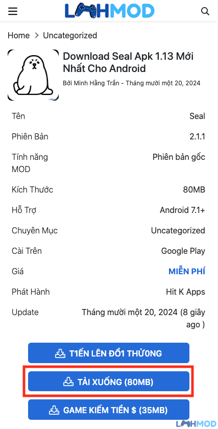 Ảnh 8 của Download Seal Apk 2.1.1 Mới Nhất Cho Android Nhấn nút tải xuống để tải Seal APK về máy