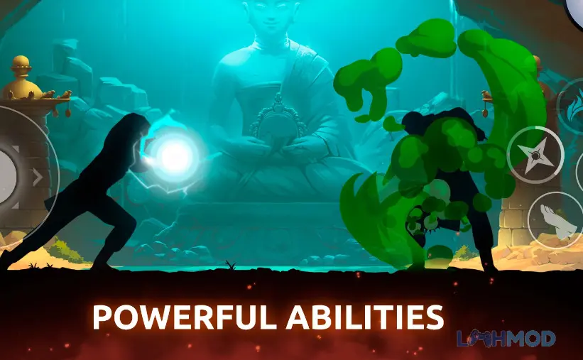 Ảnh 3 của Tải Shadow Fight Shades Apk 0.2.0 cho Android iOs Một cảnh game Shadow Fight Shades cho thấy nhiều loại vũ khí và chiêu thức khác nhau