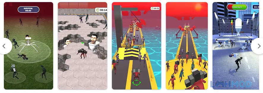 Ảnh 2 của Tải Skibd Toilet Survival Master Apk 1.6 cho Android iOs Giao diện gameplay của Skibd Toilet Survival Master khi người chơi đối mặt thử thách