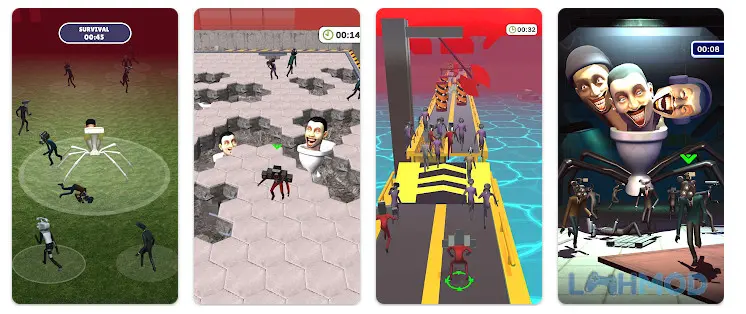 Ảnh 3 của Tải Skibd Toilet Survival Master Apk 1.6 cho Android iOs Người chơi đang di chuyển trong môi trường 3D đầy thử thách của Skibd Toilet Survival Master