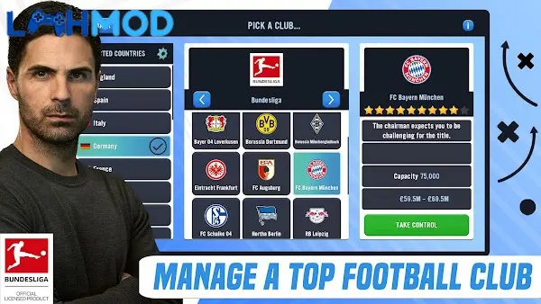 Ảnh 4 của Soccer Manager 2023 MOD APK 3.1.10 (Mega Menu, Unlimited Training) Màn hình hiển thị đội hình và chiến thuật trong trận đấu của Soccer Manager 2023