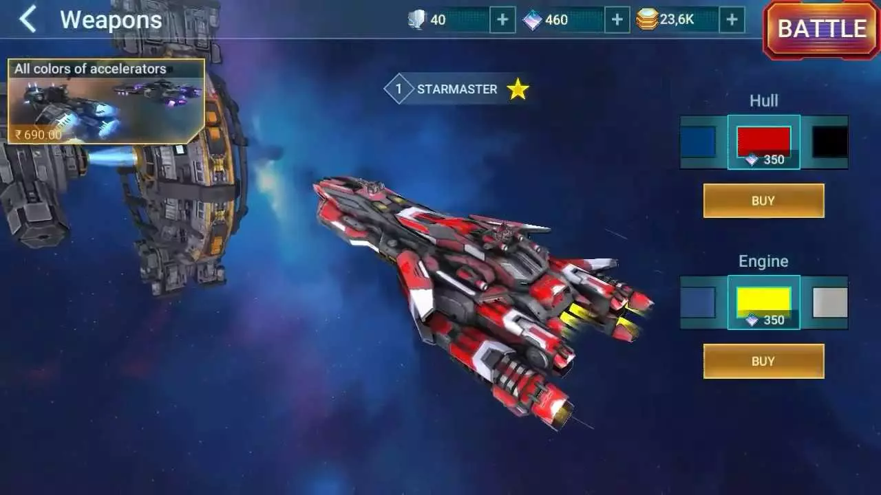 Ảnh 2 của Space Shooter: Galaxy Attack Mod APK v1.890 (Menu, Vô Hạn) Nâng cấp phi thuyền trong Space Shooter: Galaxy Attack Mod