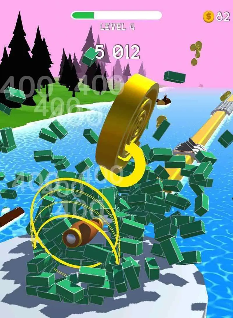 Ảnh 2 của Tải game Spiral Roll Mod APK V1.22.0 (Menu, Vô hạn coins) Một cuộn gỗ khổng lồ đang phá vỡ chướng ngại vật trên đường đi.
