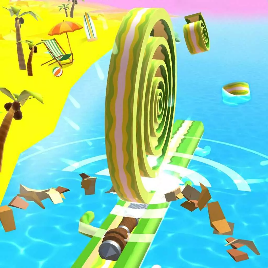 Ảnh 3 của Tải game Spiral Roll Mod APK V1.22.0 (Menu, Vô hạn coins) Giao diện trong game Spiral Roll mod, hiển thị môi trường và các vật cản.