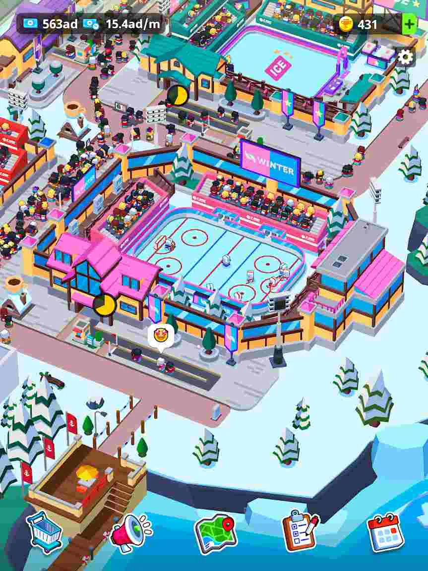 Ảnh 4 của Tải game Sports City Tycoon Mod APK 1.20.4 (Vô Hạn Tiền) Sân vận động đua xe trong Sports City Tycoon Mod
