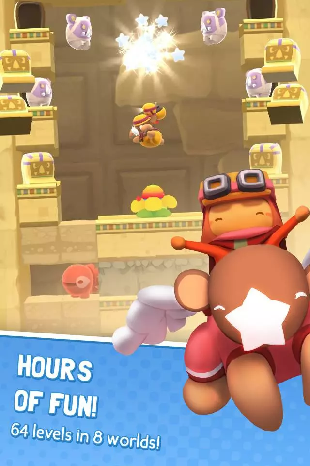 Ảnh 4 của Tải game Starlit Adventures Mod APK 4.2 (Vô Hạn Tiền) Bo và Kikki né tránh kẻ thù trong một hang động băng giá