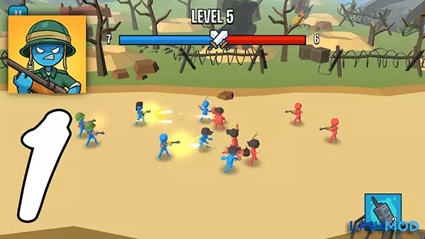 Ảnh 4 của Tải Stick Army: World War Strategy MOD APK 1.2.0 (Vô hạn tiền) Android iOS Cảnh quân đội stickman tiến công trên chiến trường