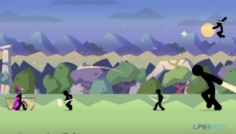 Ảnh 2 của Tải Stick Fight Shadow Archer Mod Apk 3.09 (Mở khóa Vật Phẩm) Android iOs Chi tiết các loại vũ khí và tùy chỉnh trong game Stick Fight Shadow Archer Mod