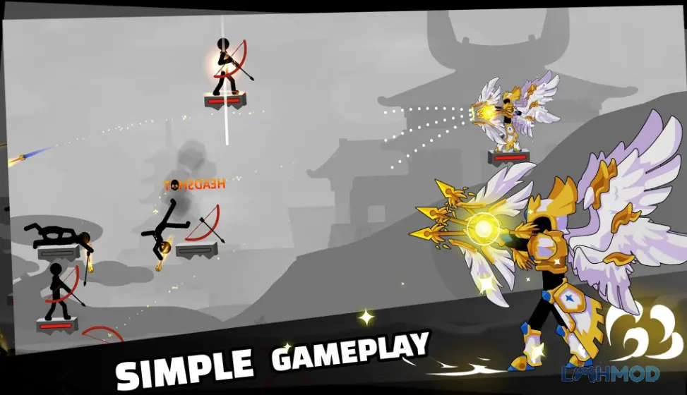 Ảnh 2 của Tải Stickfight Archer Mod Apk 1.49 (Vô Hạn Tiền) cho Android iOs Cảnh chiến đấu trong game Stickfight Archer Mod