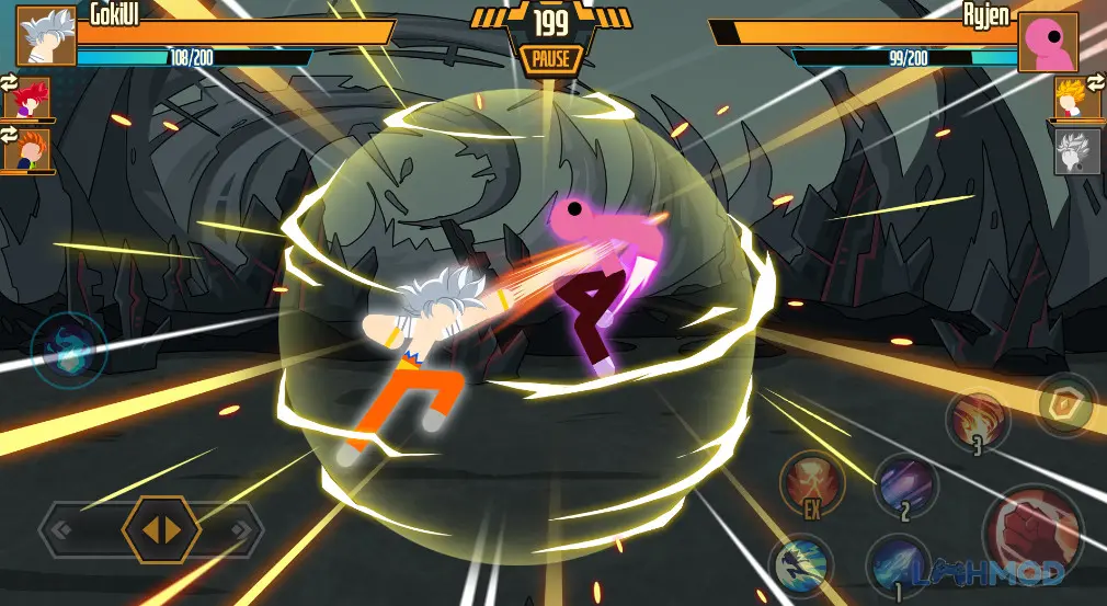 Ảnh 2 của Tải Stickman Dragon Fight-Chiến Binh Rồng Thiêng Mod Apk 1.1.4 (Vô hạn tiền)Android iOs Chiến binh rồng thiêng trong tư thế chiến đấu